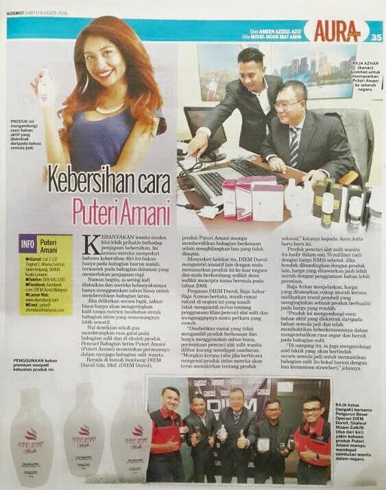 Puteri Amani Feminine Wash - 75ml in KOSMO Newspaper @ 6 August 2016