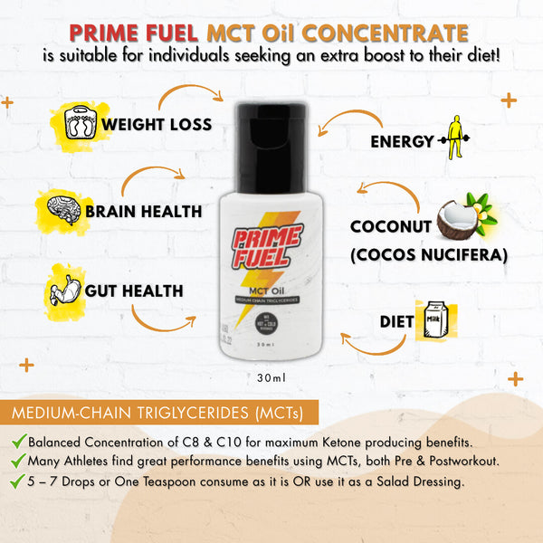Prime Fuel MCT OIL 30ml - Best MCT OIL For Keto Diet & Weight Loss